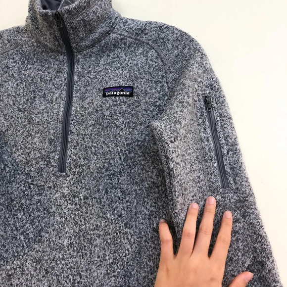 Patagonia Grey Tight Knit Quarter Zip Outdoor Polyester Pullover Jacket XS - Picture 5 of 9